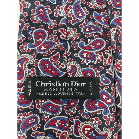 Mens Christian Dior Tie Made USA Woven Italy All Silk Paisley Designer - Picture 2 of 6